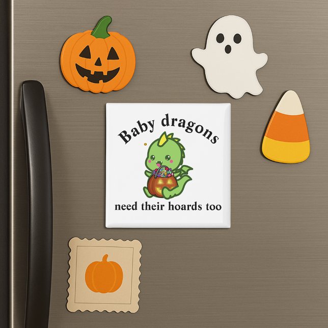 Zu Halloween brauchen auch Baby Dragons ihre Hosen Magnet (Baby Dragons need their hoards too kid friendly Halloween design)