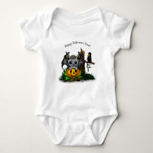 zu Halloween , Niedlichem Fleet und Raven gewartet Baby Strampler