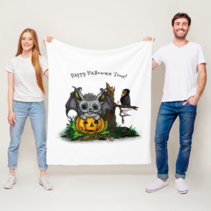 zu Halloween , Niedlichem Fleet und Raven gewartet Fleecedecke