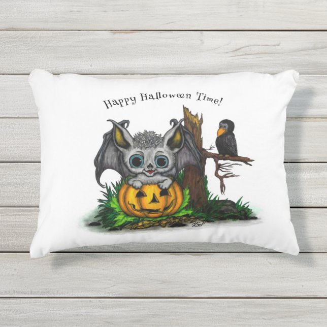 zu Halloween , Niedlichem Fleet und Raven gewartet Kissen Für Draußen (Vorderseite)