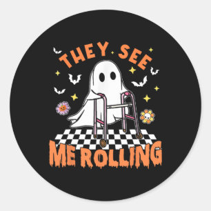 Zu Halloween sehen sie, wie ich die Spo rollte Runder Aufkleber