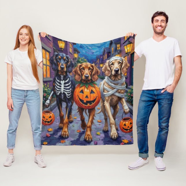 Zu Halloween-Trick oder -Behandlung von Hunden aus Fleecedecke (Beispiel)