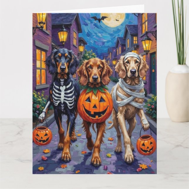 Zu Halloween-Trick oder -Behandlung von Hunden aus Karte (Vorderseite)