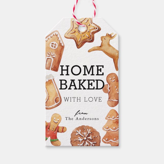 Zu Hause gebackene Weihnachtsplätzchen mit Liebe Geschenkanhänger (Vorderseite)