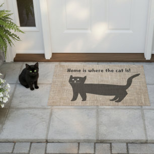 Zu Hause ist da, wo die Katze ist Schwarze Katzen  Fußmatte
