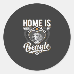 Zu Hause ist da, wo mein Beagle ist_1 Runder Aufkleber
