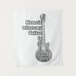 Zu Hause ist da, wo meine Gitarre ist. vintage sch Wandteppich