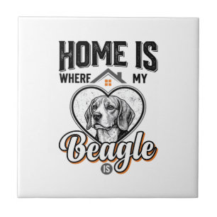 Zu Hause ist dort, wo mein Beagle ist Vintage-Hund Fliese