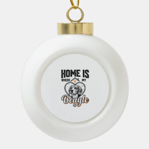 Zu Hause ist dort, wo mein Beagle ist Vintage-Hund Keramik Kugel-Ornament