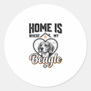 Zu Hause ist dort, wo mein Beagle ist Vintage-Hund Runder Aufkleber