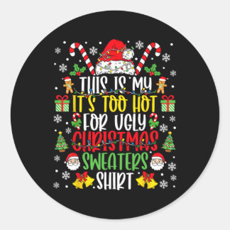 Zu heiße Weihnachten Sweaters Funny Xmas Men Wom Runder Aufkleber