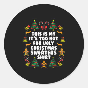 Zu heiße Weihnachten Sweaters Funny Xmas Men Wom Runder Aufkleber
