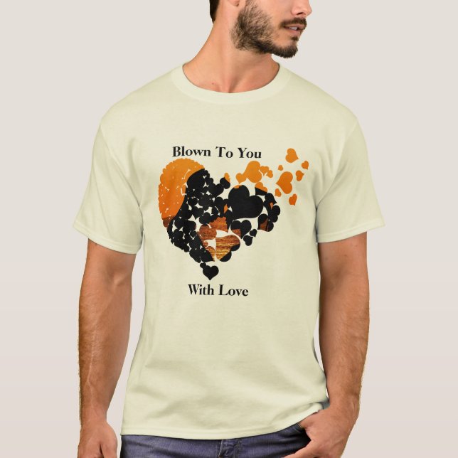 Zu Ihnen geblasen mit Liebe Herz Rahmen Foto T - S T-Shirt (Vorderseite)