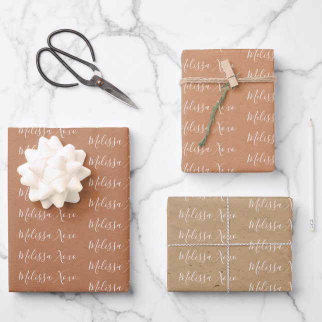 Zu Ihrem Namen Moderne Handwriting Imitats Papiert Geschenkpapier Set (Vorderseite)
