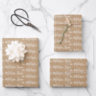 Zu Ihrem Namen Moderne Imitate Kraft Geschenkpapier Set