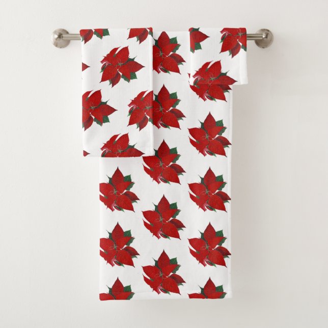 Zu ihren Weihnachten Poinsettia Badhandtuch Set (Insitu)