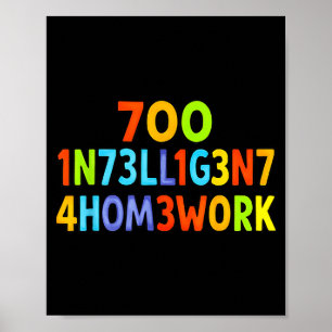 Zu intelligent für Hausaufgaben Lustiger Schul-Kin Poster