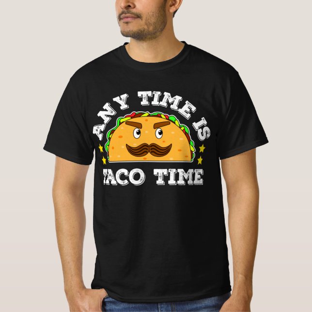 Zu jeder Zeit ist Taco Time Funny Illustration T-Shirt (Vorderseite)