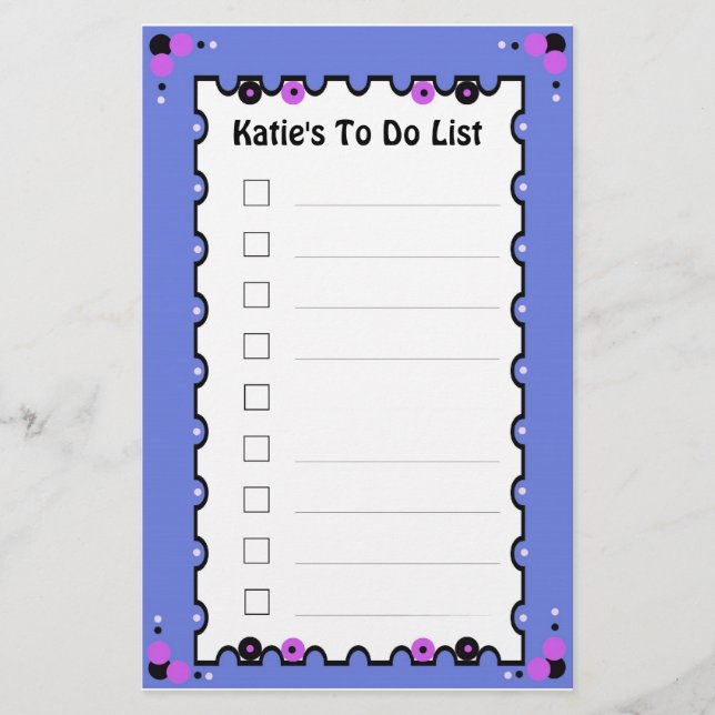 Zu Liste tun Briefpapier (Vorderseite)