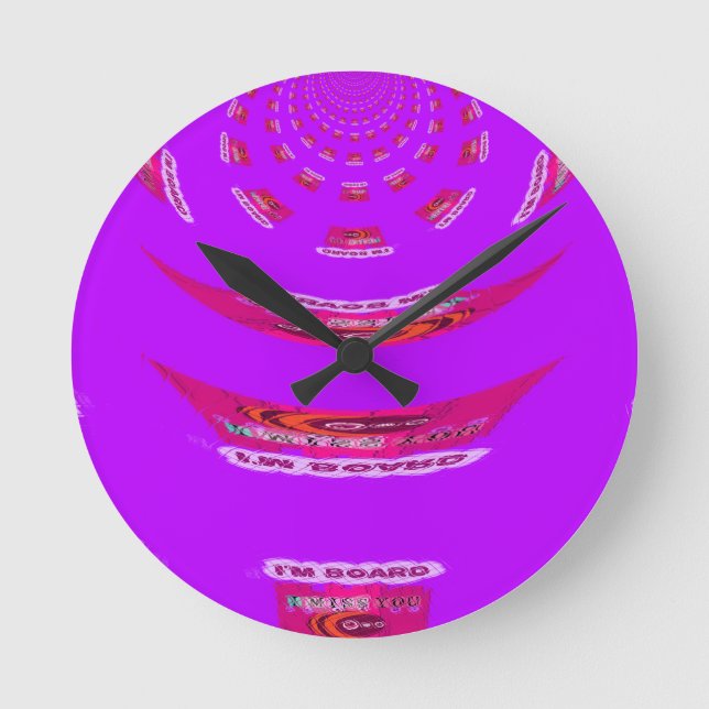 Zu lustig, ich vermisse dich, ich bin gelangweilt runde wanduhr (Vorderseite)