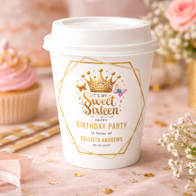 zu meinem 16. 16 . Geburtstag Pappbecher (its my sweet sixteen 16 th birthday paper cups)