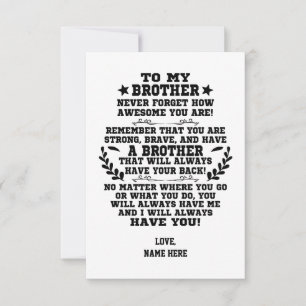 Zu meinem Bruder Geschenk von Bruder mit Individue Dankeskarte
