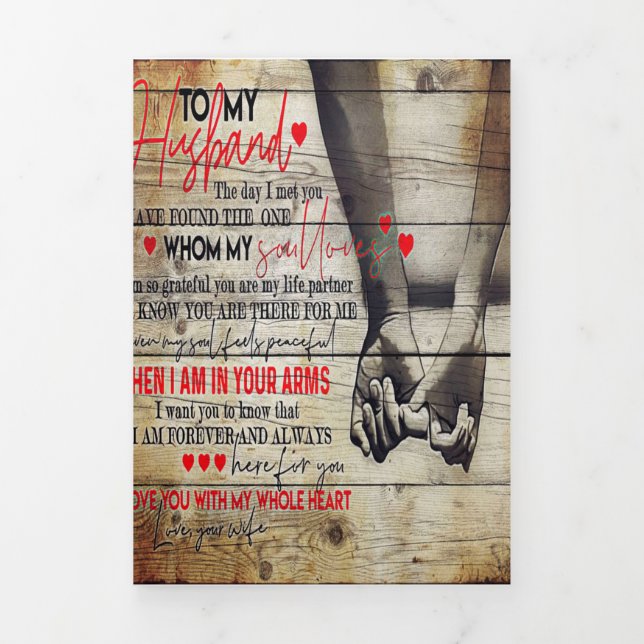 zu meinem Ehemann anwesend | Love New Zuhause Gift Dreifach Gefaltete Ankündigung (Cover)