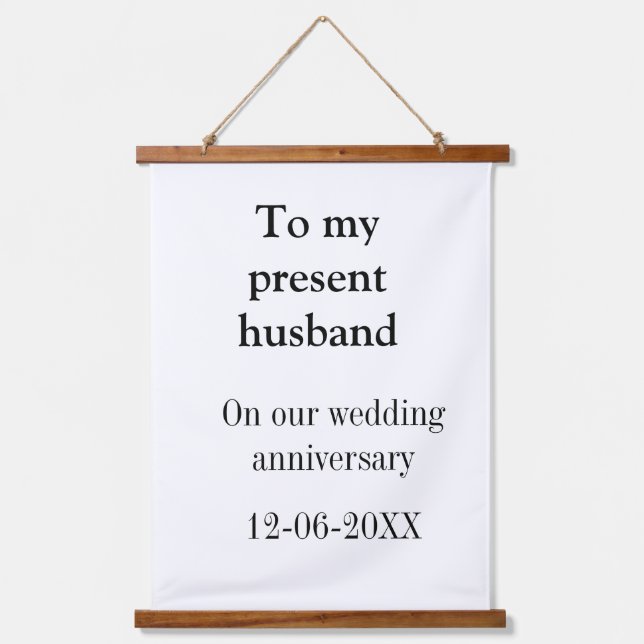 Zu meinem Ehemann Hochzeitsjubiläum Name Datum hin Wandteppich Mit Holzrahmen (Vorderseite)