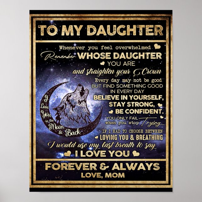 Zu meinem Geschenk an meine Tochter Schmetterlinge Poster (Vorne)