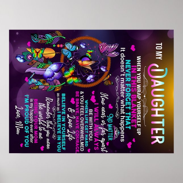 Zu meinem Geschenk an meine Tochter Schmetterlinge Poster (Vorne)