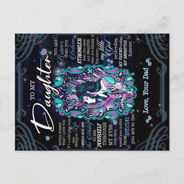zu meinem Geschenk, Brief an Tochter vom Vater Postkarte (Vorderseite)
