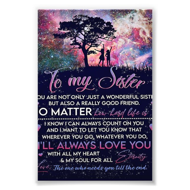 Zu meinem Geschenk für meine Schwester Lady Girl,  Fotodruck (Vorne)