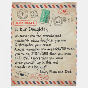 zu meinem Geschenk, Liebe Brief an unsere Tochter Fleecedecke