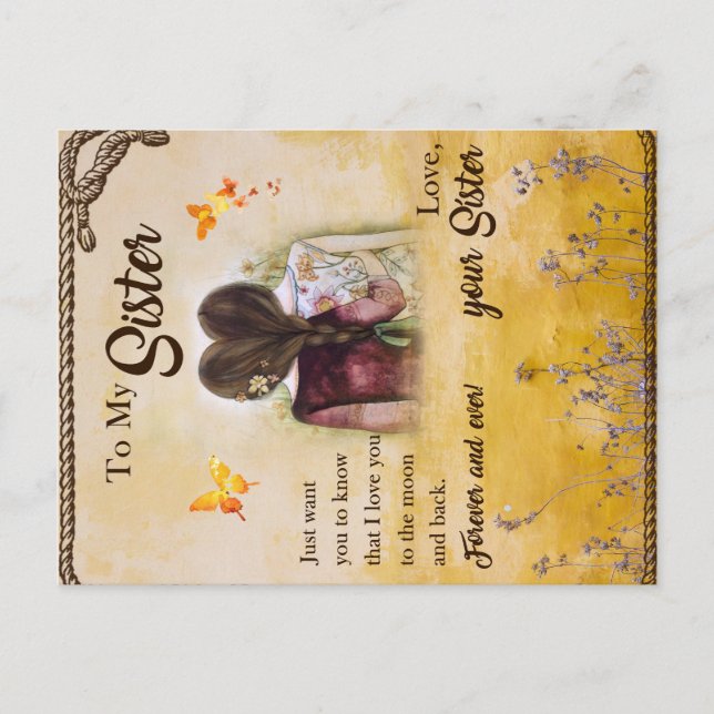 Zu meinem Geschenk, Schmetterlingsliebe, Blumenges Ankündigungspostkarte (Vorderseite)