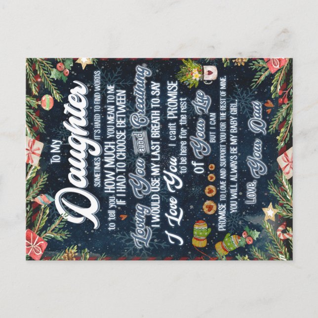 Zu meinem Geschenk, Weihnachtsbrief an Tochter Ankündigungspostkarte (Vorderseite)