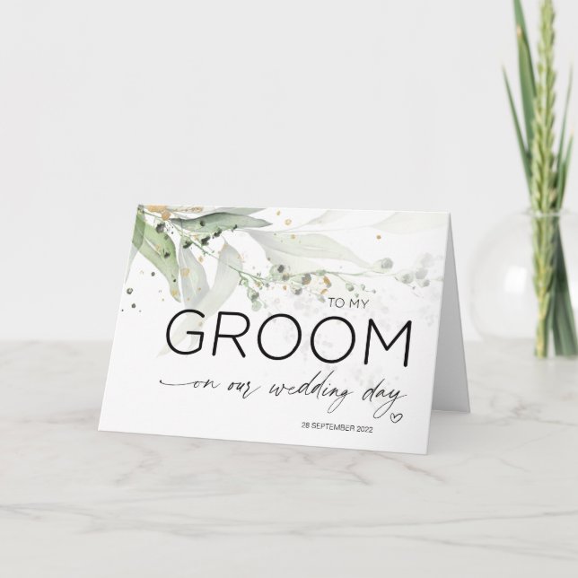 zu meinem Groom Wedding Geschenk von Bride Eukalyp Karte (Vorderseite)