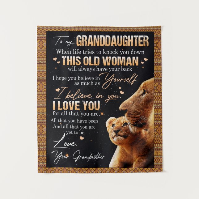 Zu meinem Großtochter Geschenk von Oma, Löwenliebh Wandteppich (Vorderseite)