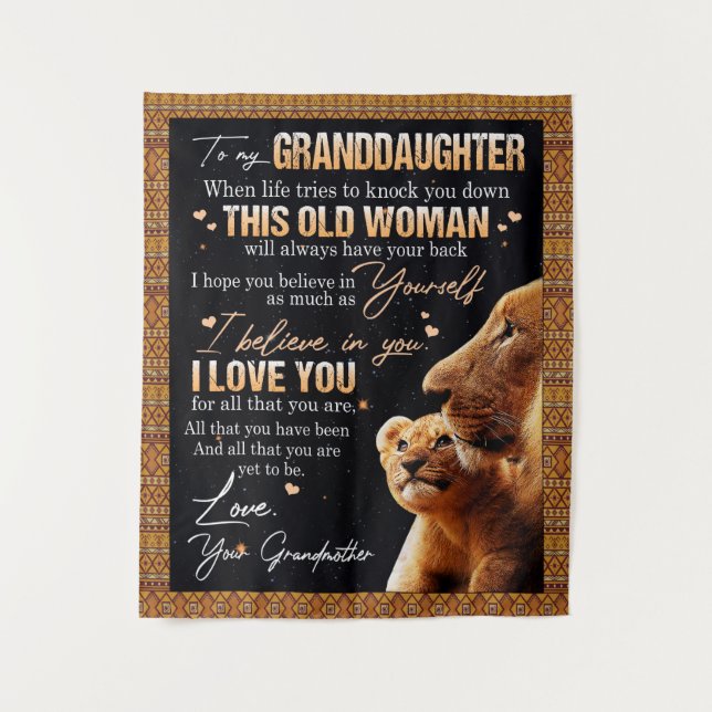 Zu meinem Großtochter Geschenk von Oma, Löwenliebh Wandteppich (Vorderseite)