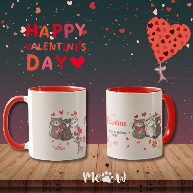 Zu meinem Liebling von Valentine Meow Tasse (To my Valentine Meow Feline favorite Mug red handle)