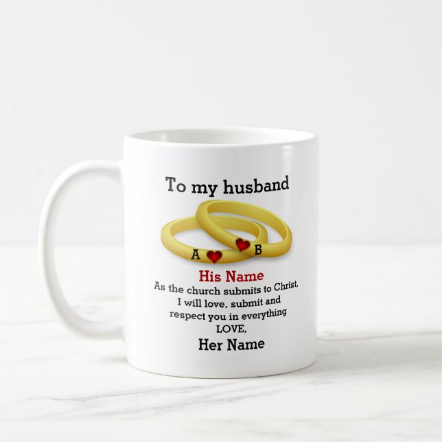 Zu meinem Mann für ihn Hochzeit Paar Ring Monogram Kaffeetasse (Links)