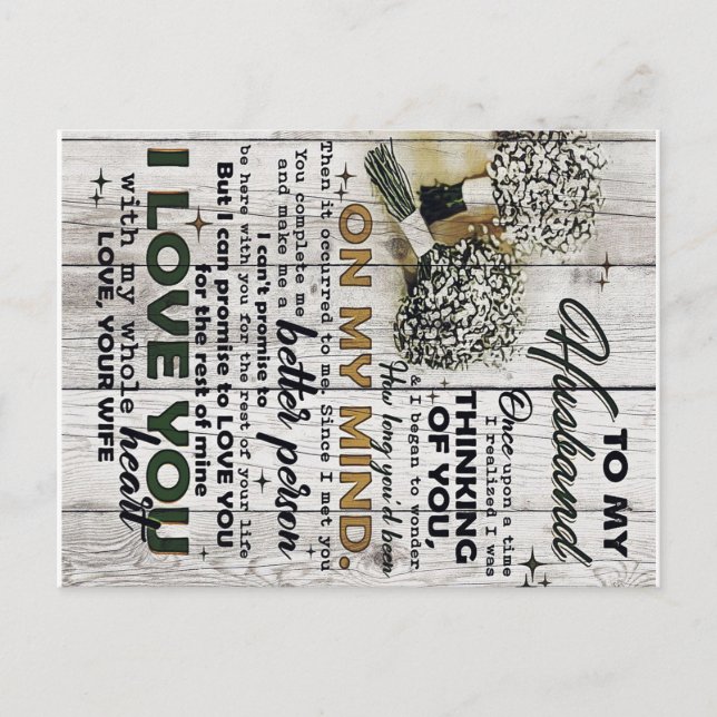 Zu meinem Mann |Mein Ehemann | Lieben an ihn Ankündigungspostkarte (Vorderseite)