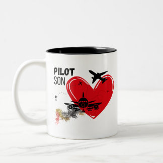 "Zu meinem Sohn - Fliegen hoch, träumen große Pilo Zweifarbige Tasse