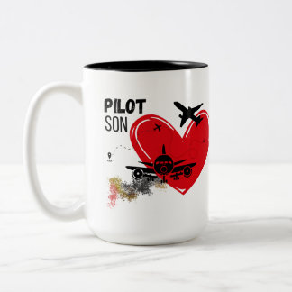 "Zu meinem Sohn - Fliegen hoch, träumen große Pilo Zweifarbige Tasse