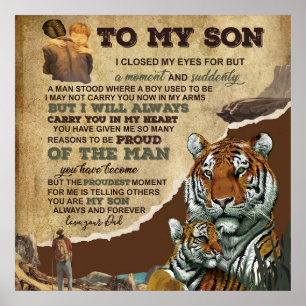 Zu meinem Sohn Geschenk, Tiger Liebhaber, Brief an Poster