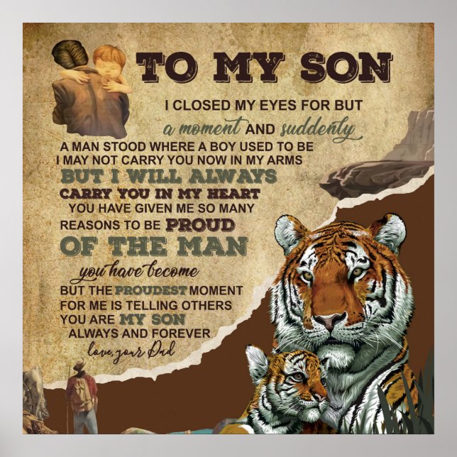 Zu meinem Sohn Geschenk, Tiger Liebhaber, Brief an Poster (Vorne)