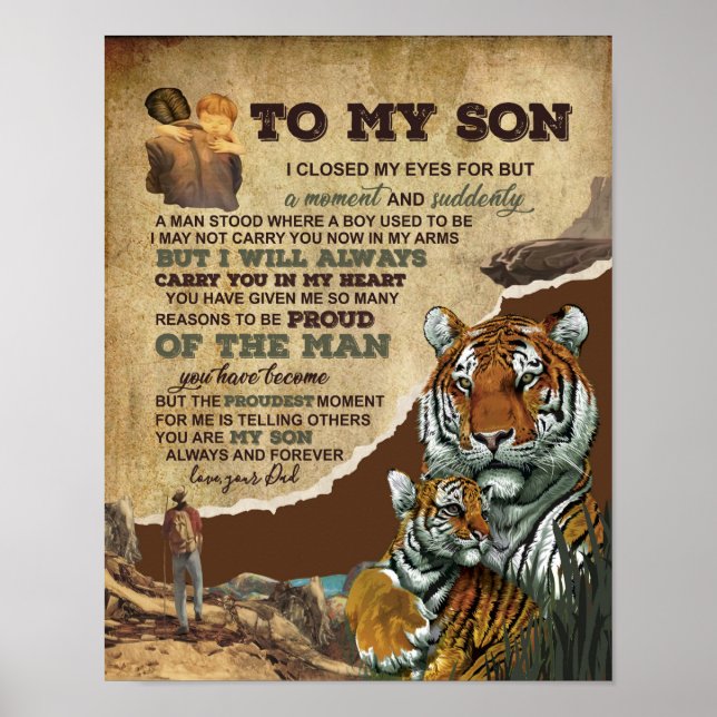 Zu meinem Sohn Geschenk, Tiger Liebhaber, Brief an Poster (Vorne)