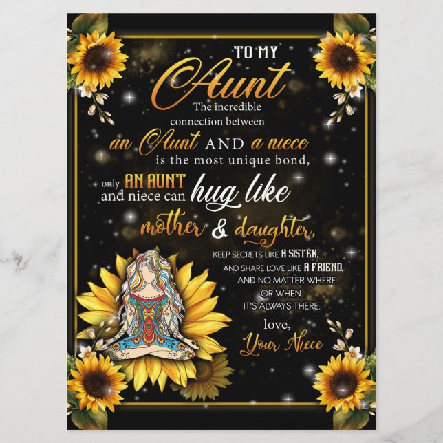 zu meinem Tante-Geschenk, Niedliches Sonnenblumeng Menükarte (Vorderseite)