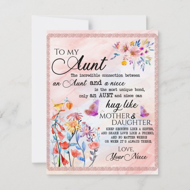 zu meinem Tante-Geschenk, Schmetterlingsgeschenk v Einladung (Vorderseite)