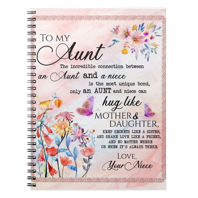 zu meinem Tante-Geschenk, Schmetterlingsgeschenk v Notizblock (Vorderseite)