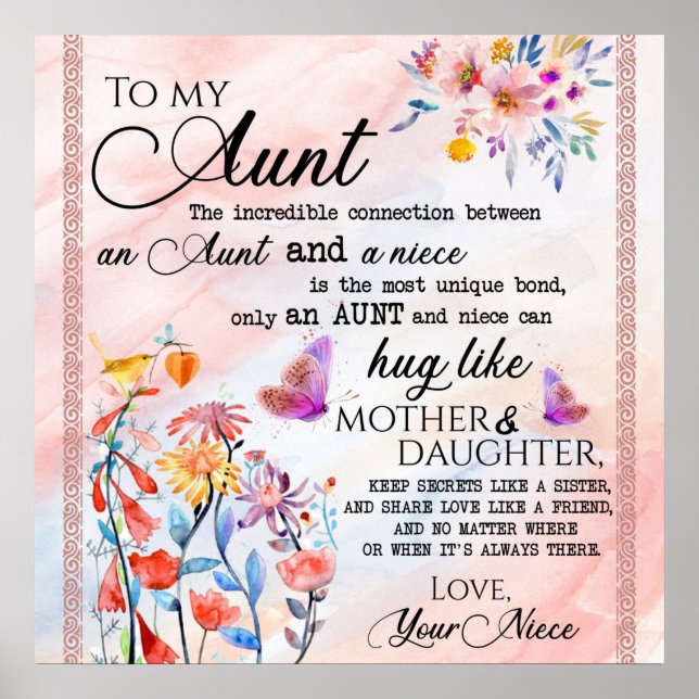 zu meinem Tante-Geschenk, Schmetterlingsgeschenk v Poster (Vorne)